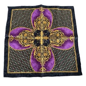 Carnaval Elegant Purple and Gold pocket silk handkerchief